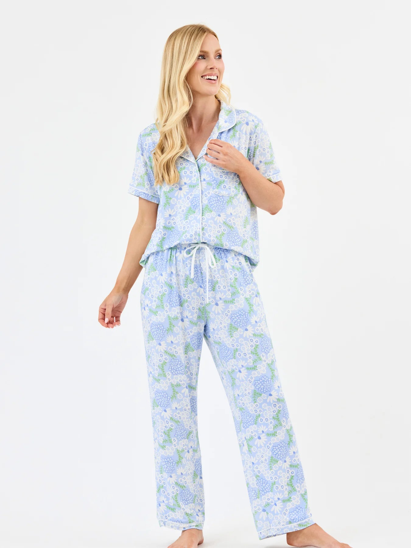 Charlotte Pants Set Daisy Chain Blue - Mary Square
