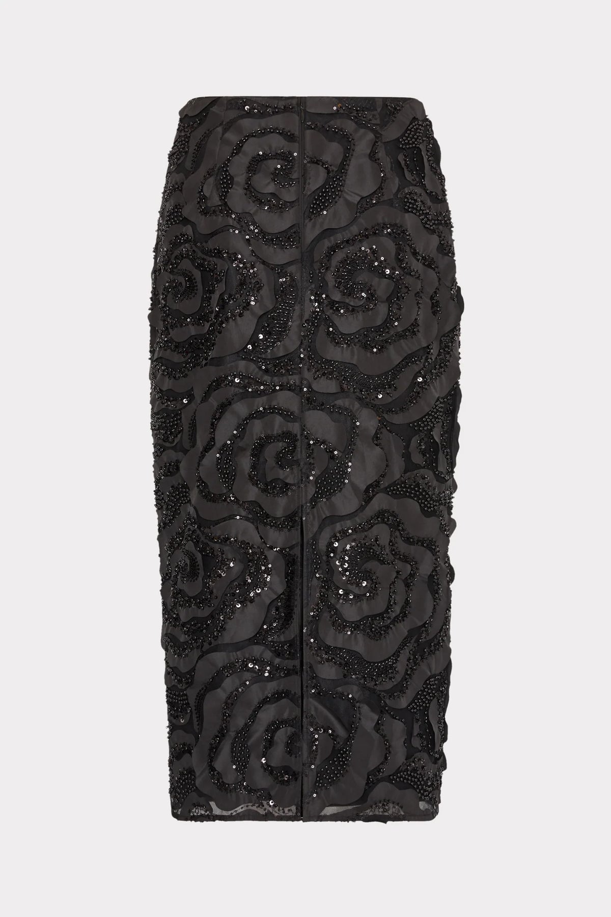 Rosemary Beaded Rosette Midi Skirt Blak - Milly