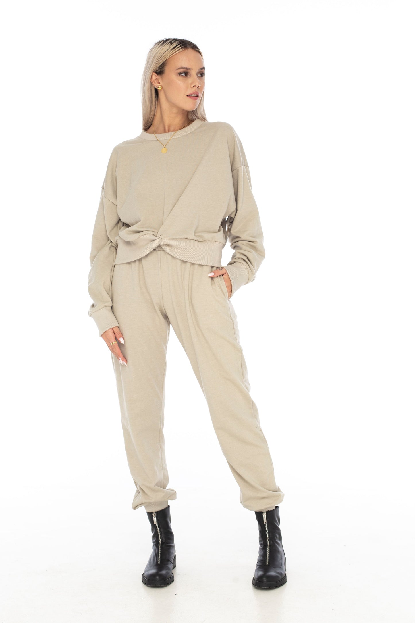 Loungewear Twisted Sweater Camel - Skemo