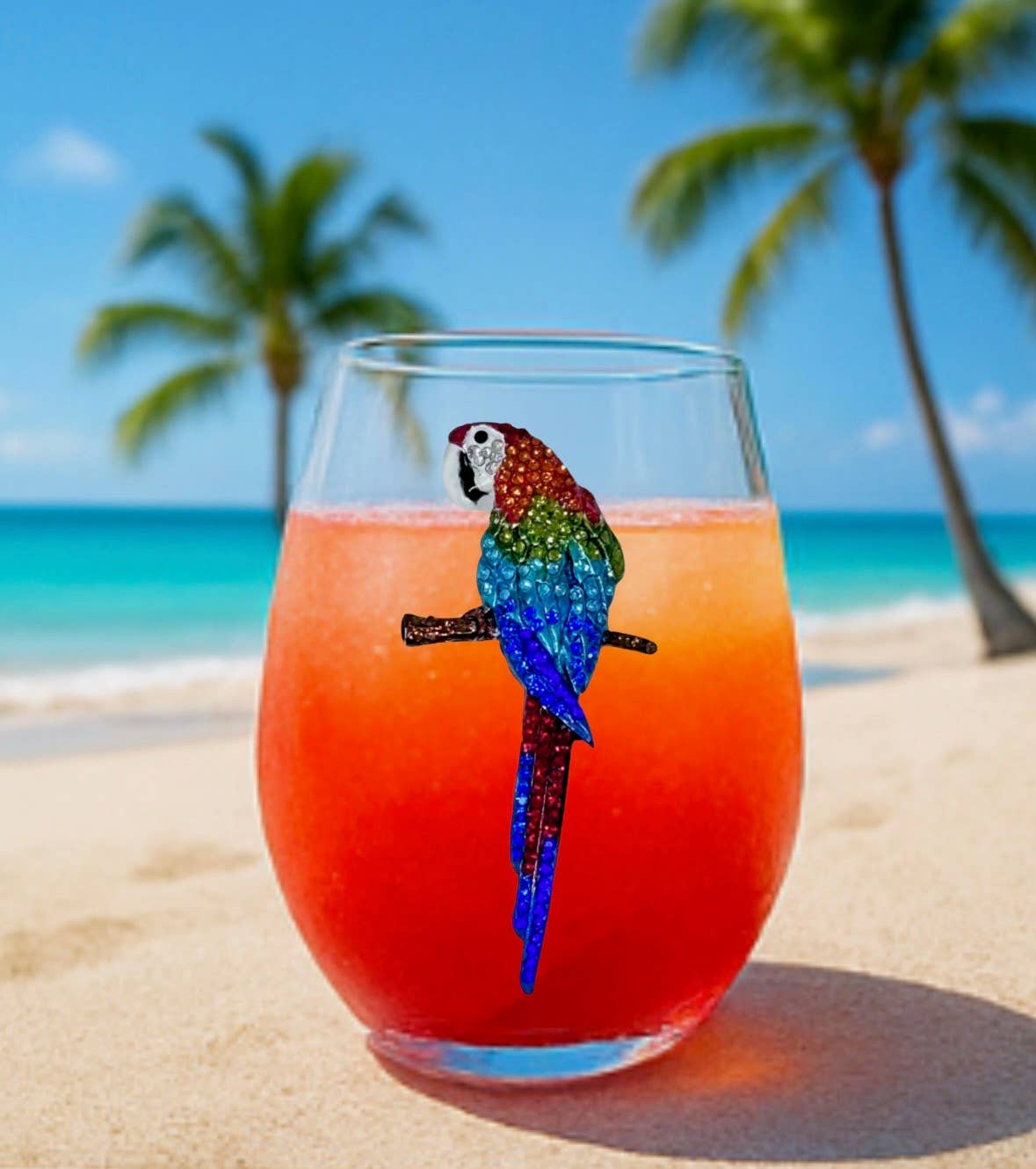 Parrot Jeweled Stemless Wine Glass - The Queens Jewels