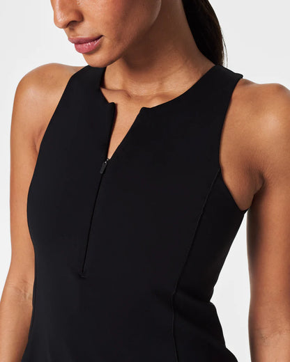 The Get Moving Zip Front Easy Access Dress Very Black - SPANX