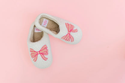 Pink Bow Plush Slippers - Rock Paper Scissors