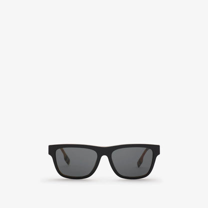 Check Rectangular Sunglasses Black/Vintage Check - Burberry