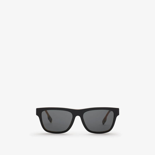 Check Rectangular Sunglasses Black/Vintage Check - Burberry