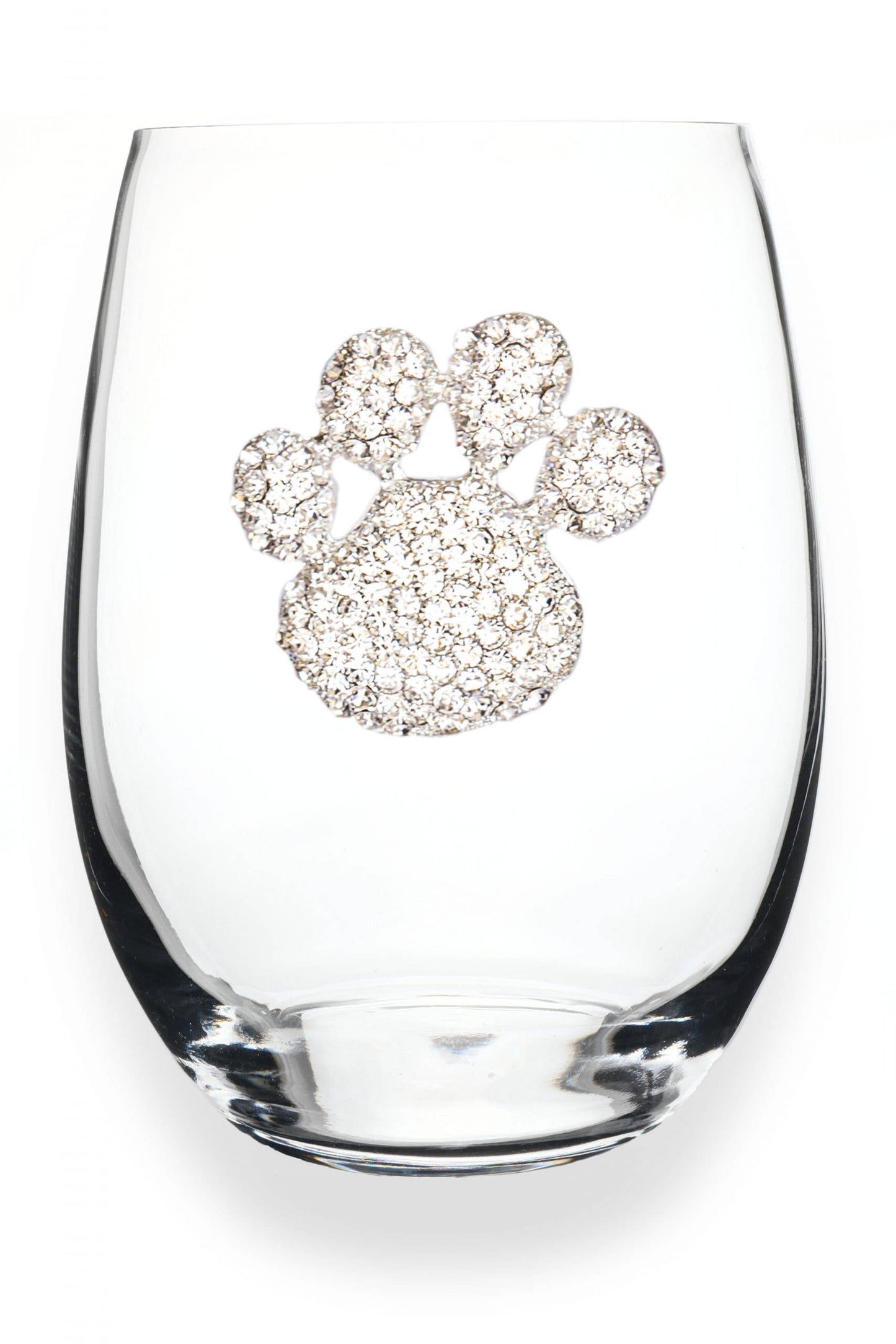 Paw Print Jeweled Stemless Wine Glass - The Queens Jewels