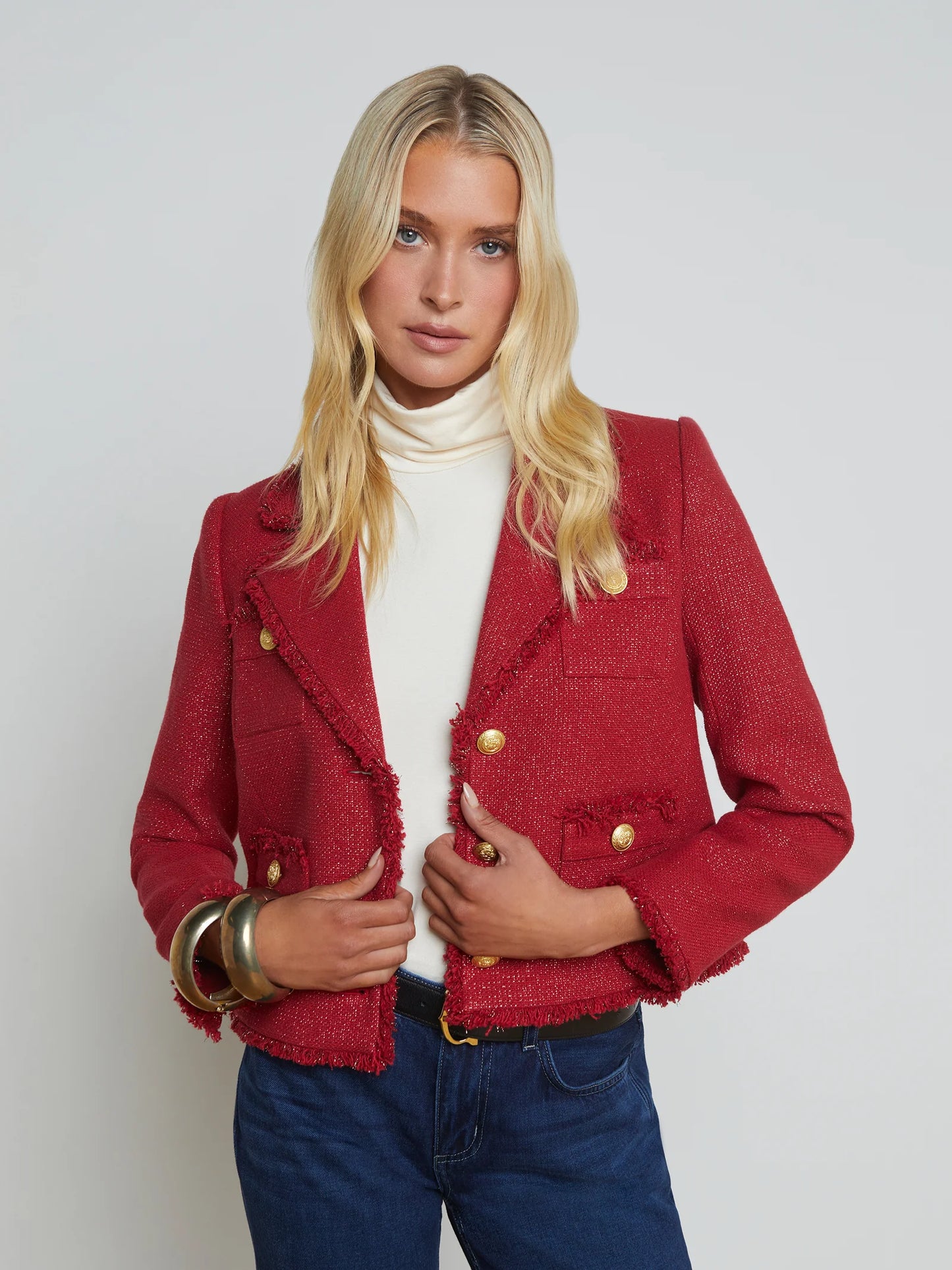 Sylvia Collared Jacket Garnet Red/Copper - L'AGENCE