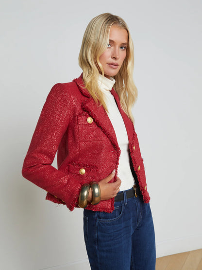 Sylvia Collared Jacket Garnet Red/Copper - L'AGENCE