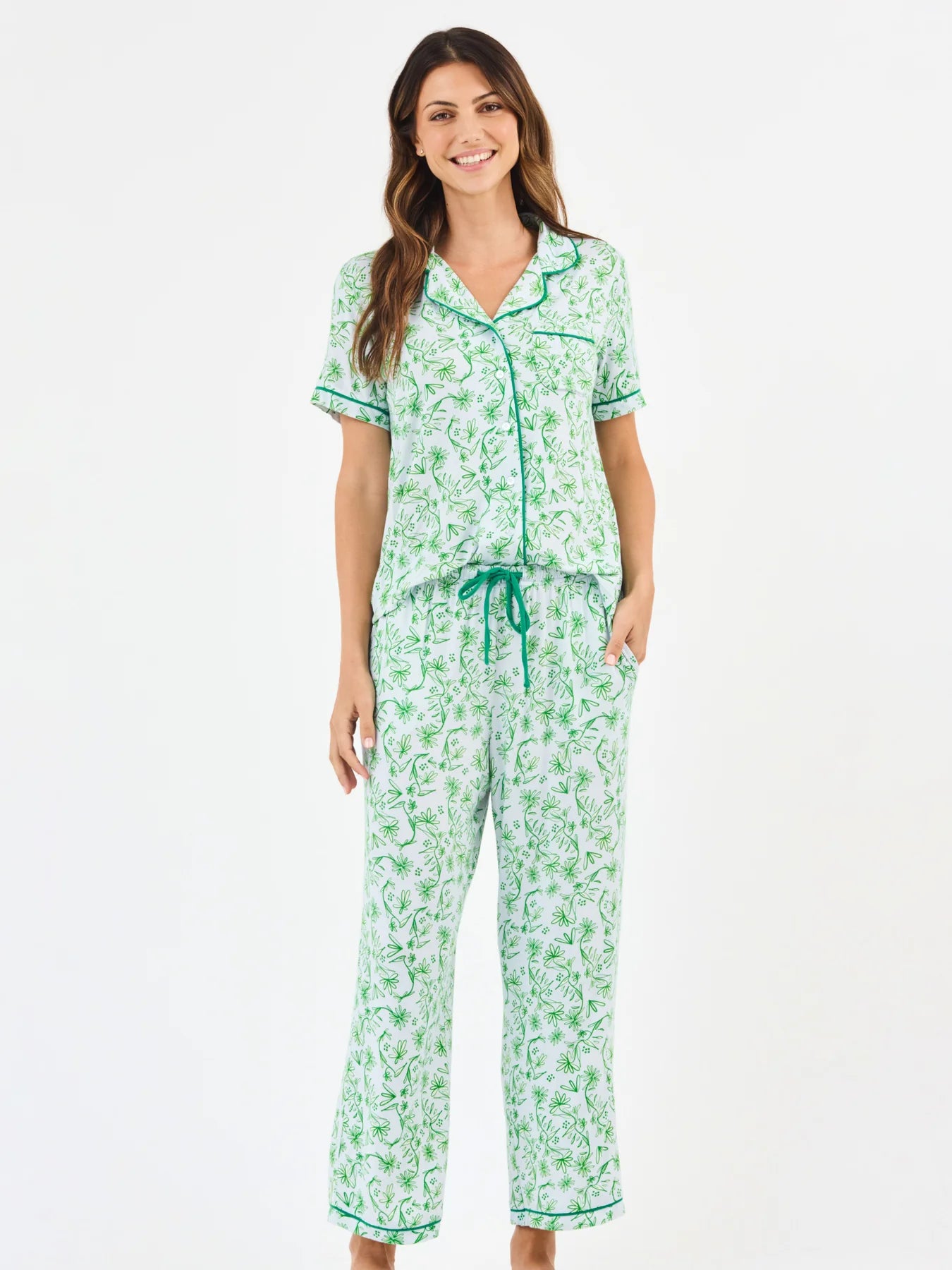 Charlotte Pants Set Laurel Blooms Light Blue - Mary Square