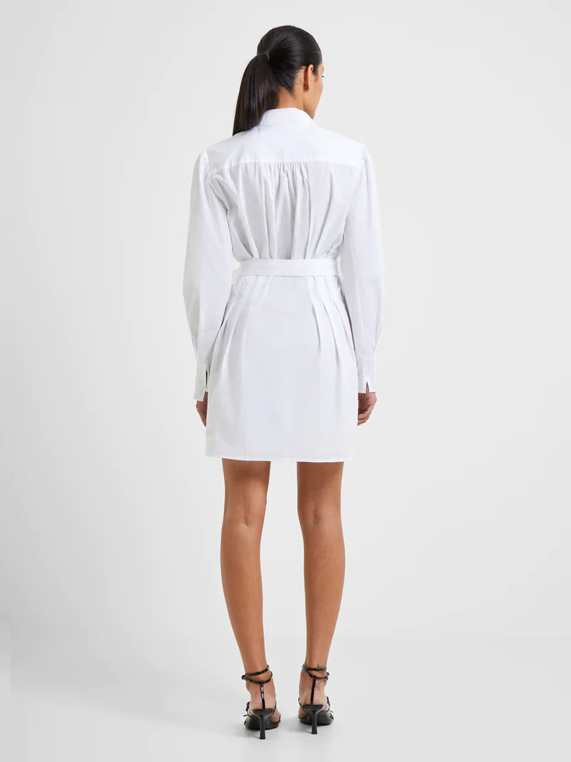 Rhodes Poplin Long Sleeve Shirt Dress Linen White - French Connection
