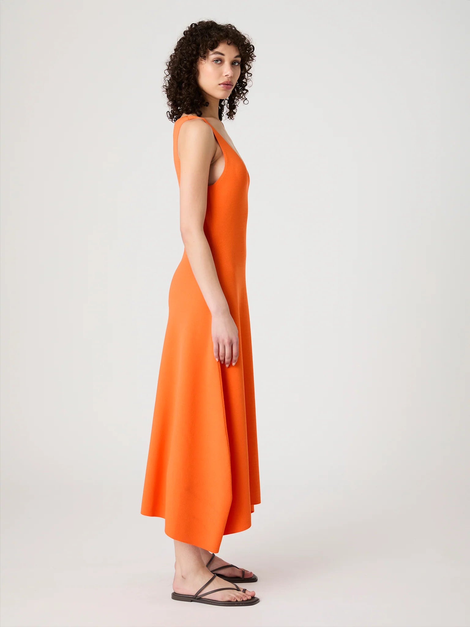 fit and flare orange dress Orange Cotton Poplin Fit and Flare Short Button-Down Shirt Dress 44" / Tall (5'7" and above)