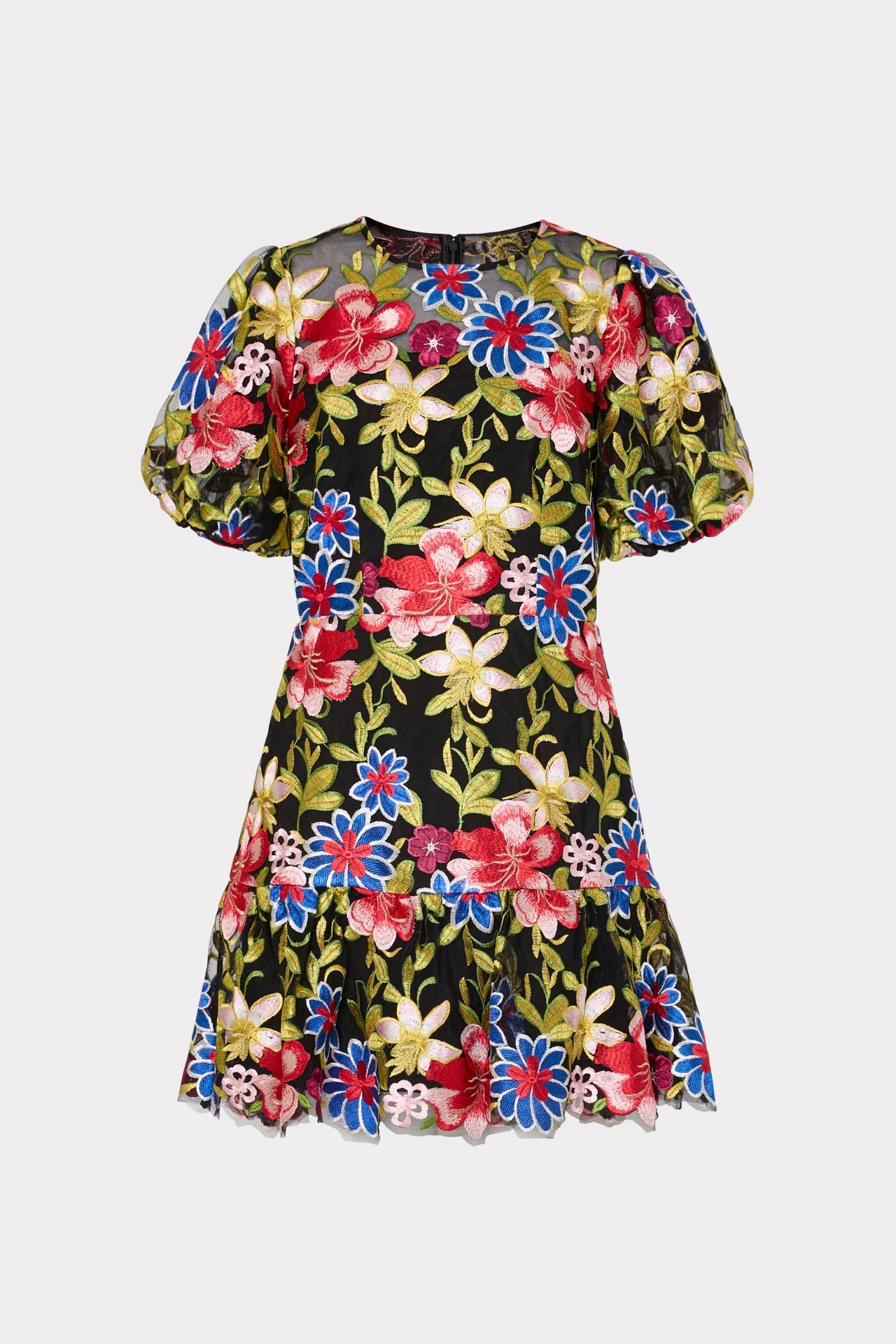 Yasmin Floral Embroidery Dress Red Multi - MILLY
