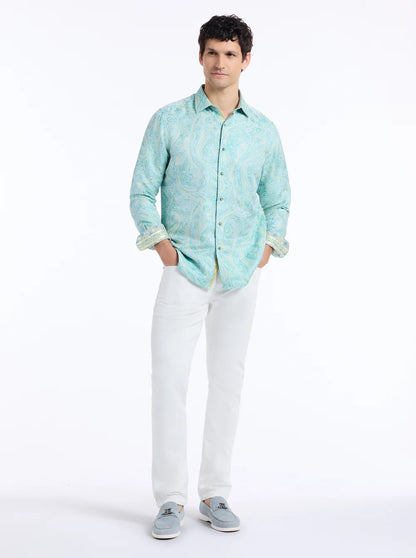 Limited Edition The Viscount Long Sleeve Button Down Shirt Teal - Robert Graham