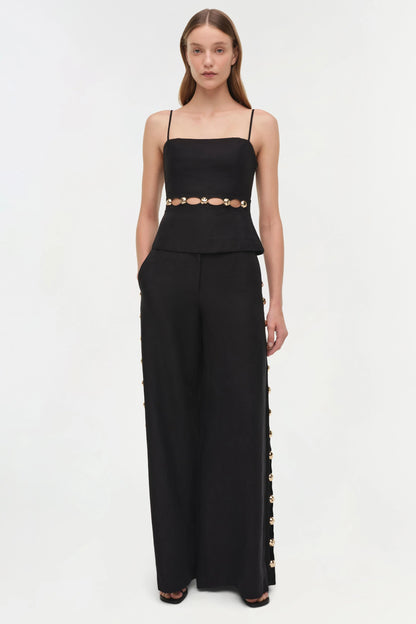 Cayman Studden Linen Wide Leg Pant Black - Simkhai