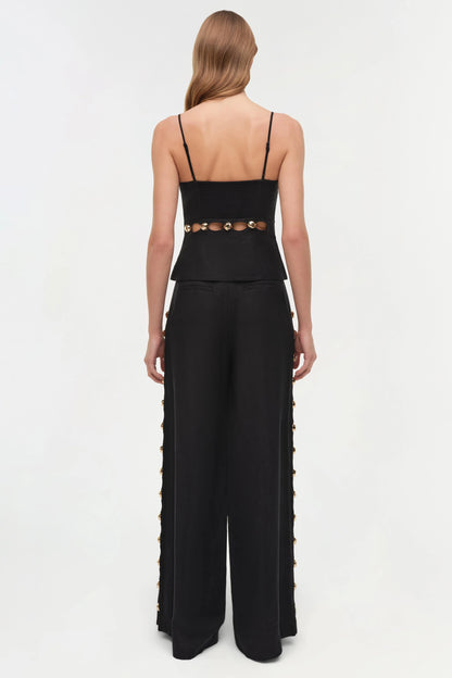 Cayman Studden Linen Wide Leg Pant Black - Simkhai