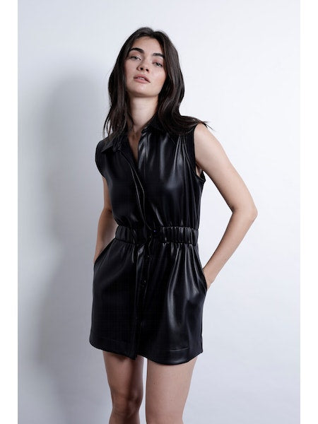 Oliver Leather Mini Dress Black - Karina Grimaldi