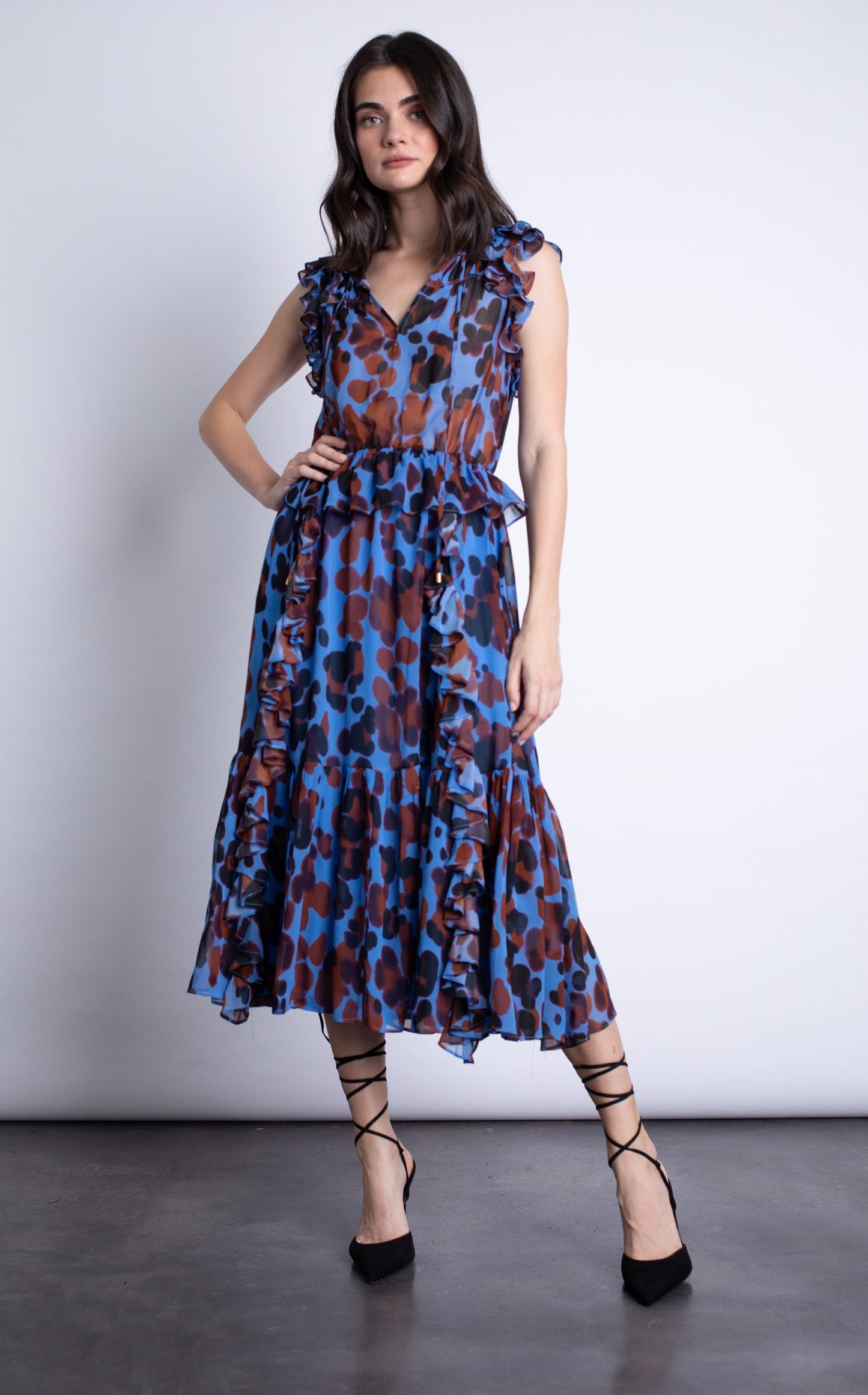 Karolina Print Midi Dress Floral Animal - Karina Grimaldi