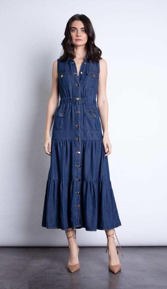 Triana Denim Dress Blue - Karina Grimaldi