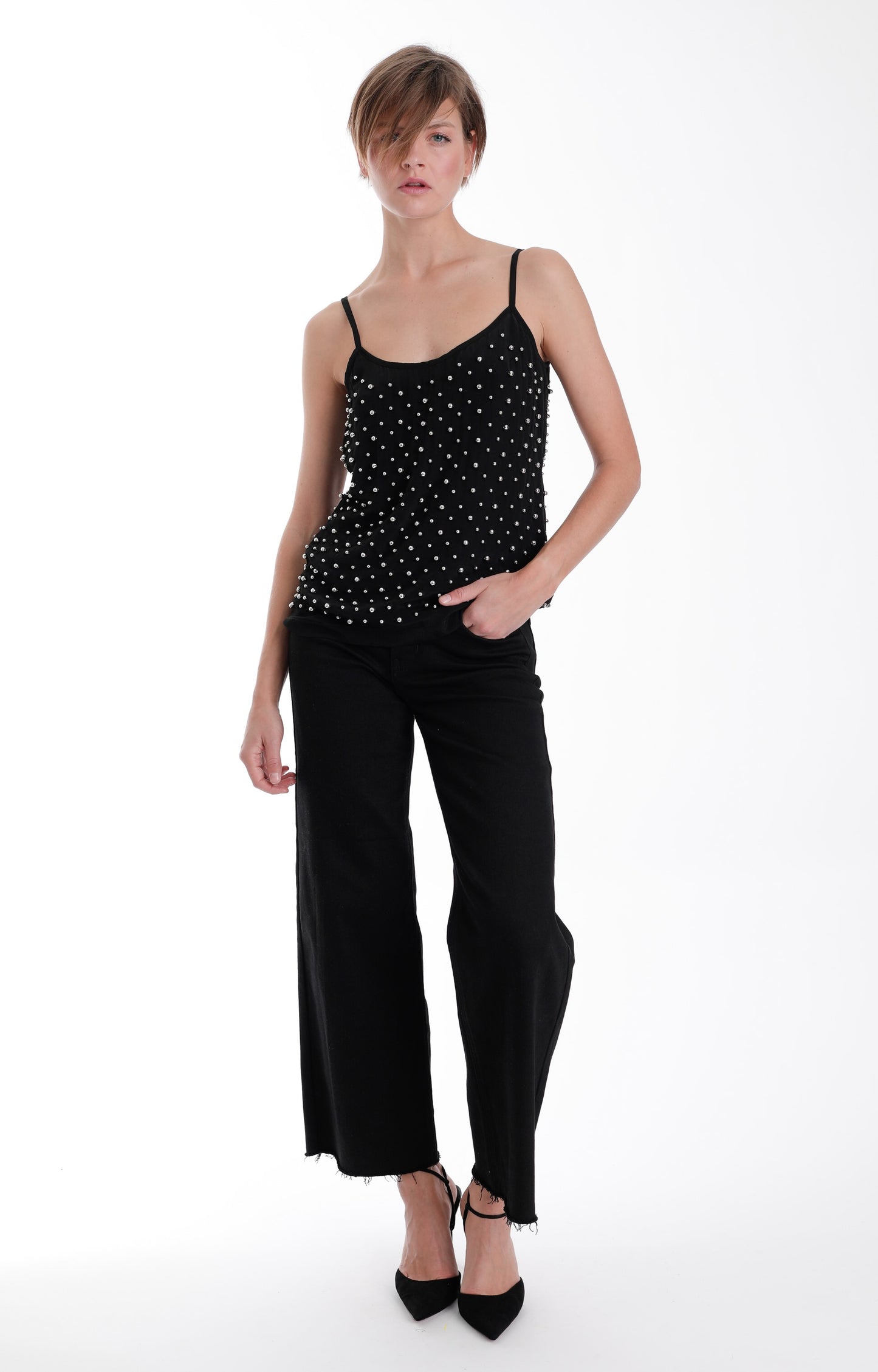 Chloe Beaded Top Black - Karina Grimaldi