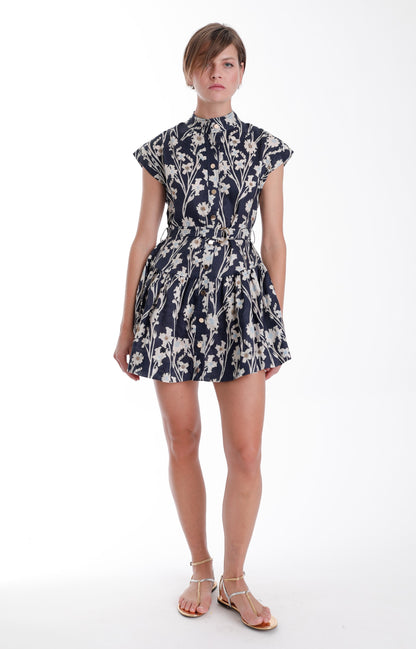 Zelle Embroidered Mini Dress Navy Floral - Karina Grimaldi