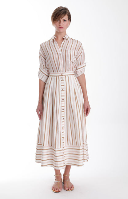 Spencer Striped Midi Skirt Multi Stripe - Karina Grimaldi