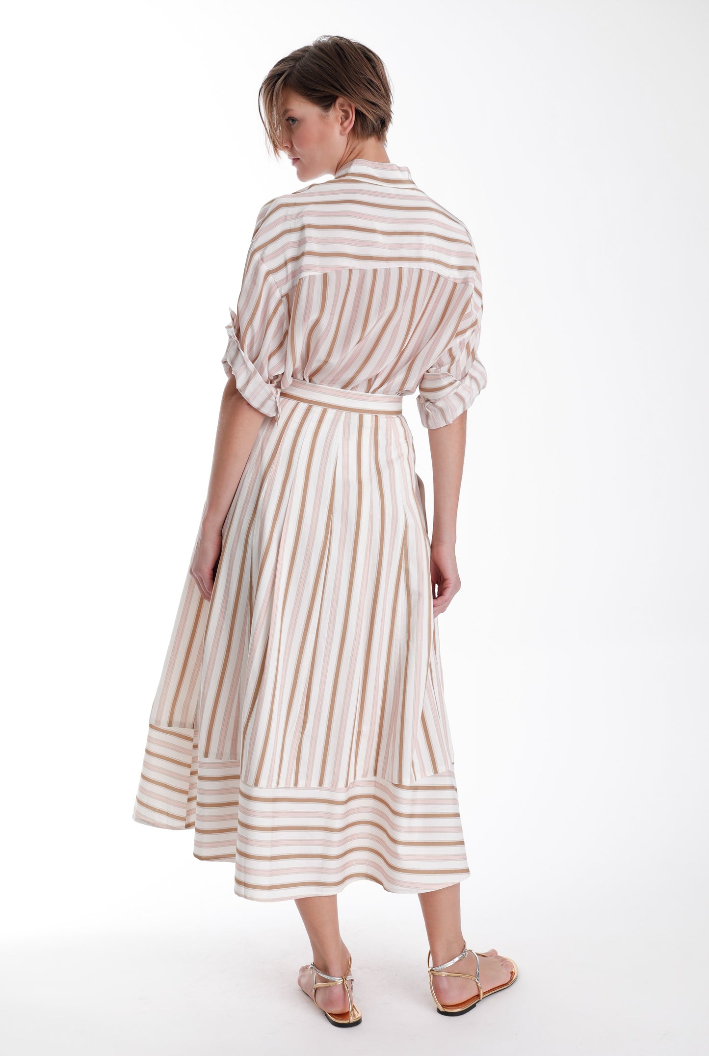 Spencer Striped Midi Skirt Multi Stripe - Karina Grimaldi