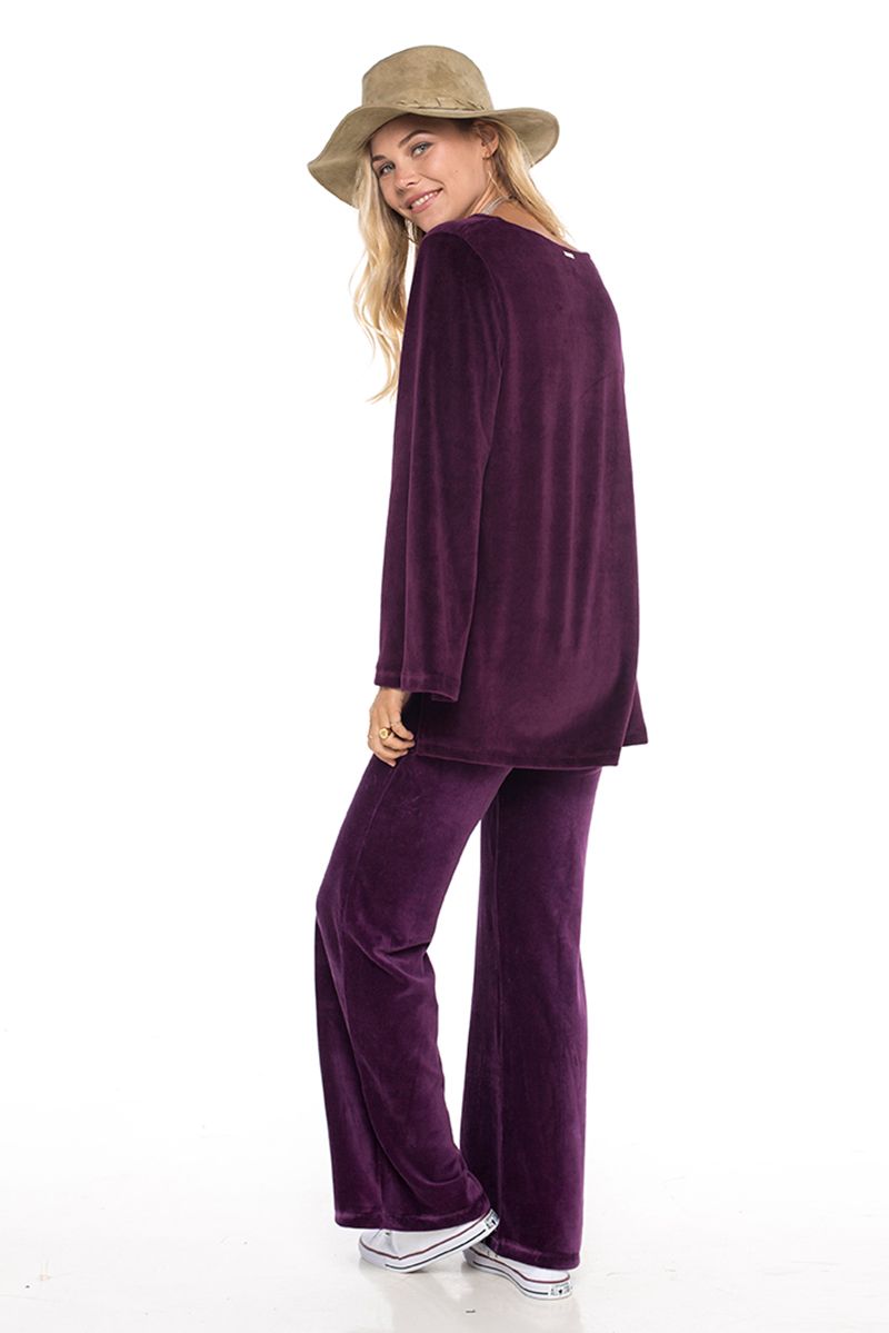 Velour Comfy Top Wine - Skemo