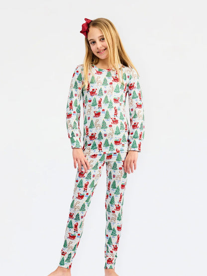 Kids Pajama Set Tidings and Toile Multi - Mary Square