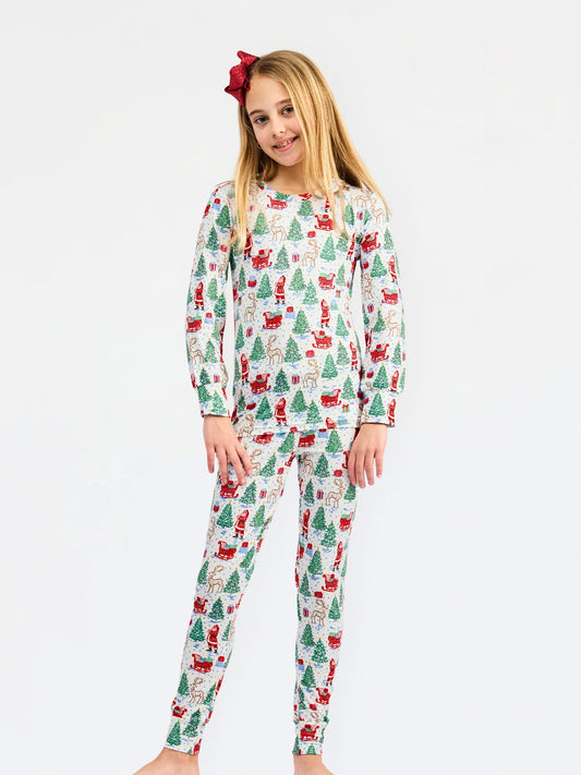 Kids Pajama Set Tidings and Toile Multi - Mary Square