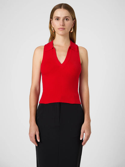 Cosysoft V Neck Sleeveless Sweater Mars Red - French Connection