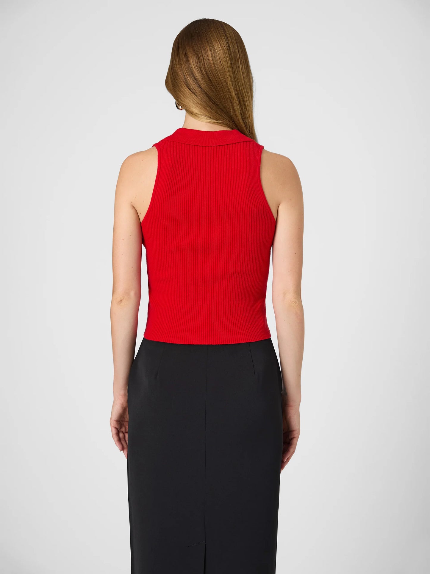 Cosysoft V Neck Sleeveless Sweater Mars Red - French Connection