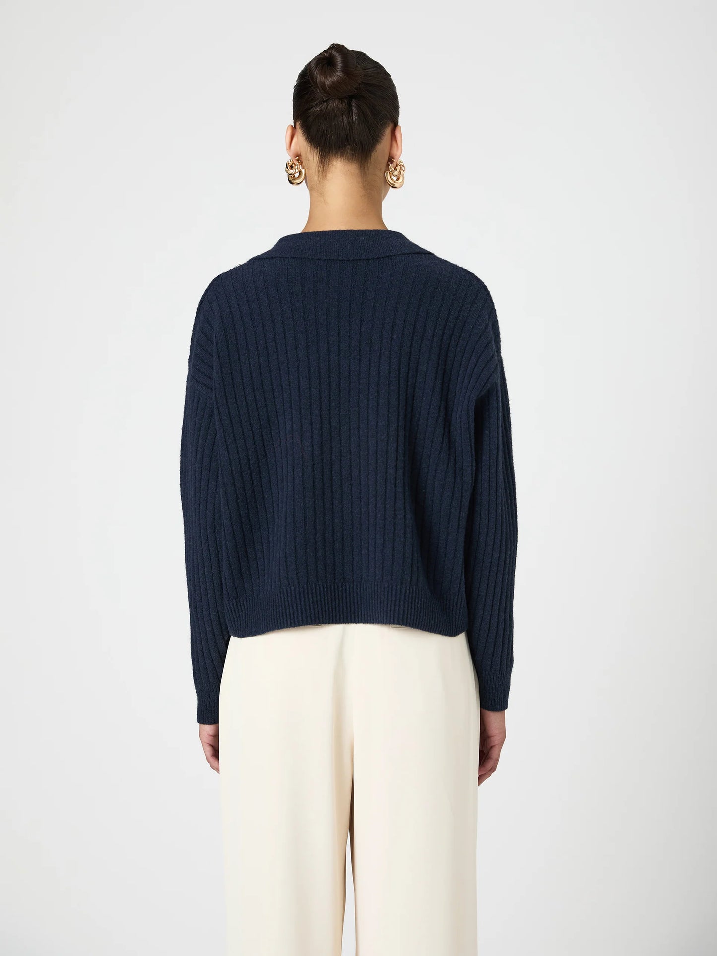 Vhari Collar Long Sleeve Sweater Marine - French Connection