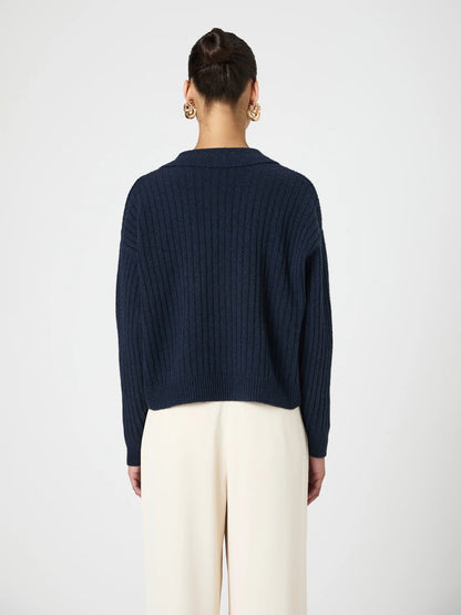 Vhari Collar Long Sleeve Sweater Marine - French Connection