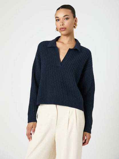 Vhari Collar Long Sleeve Sweater Marine - French Connection