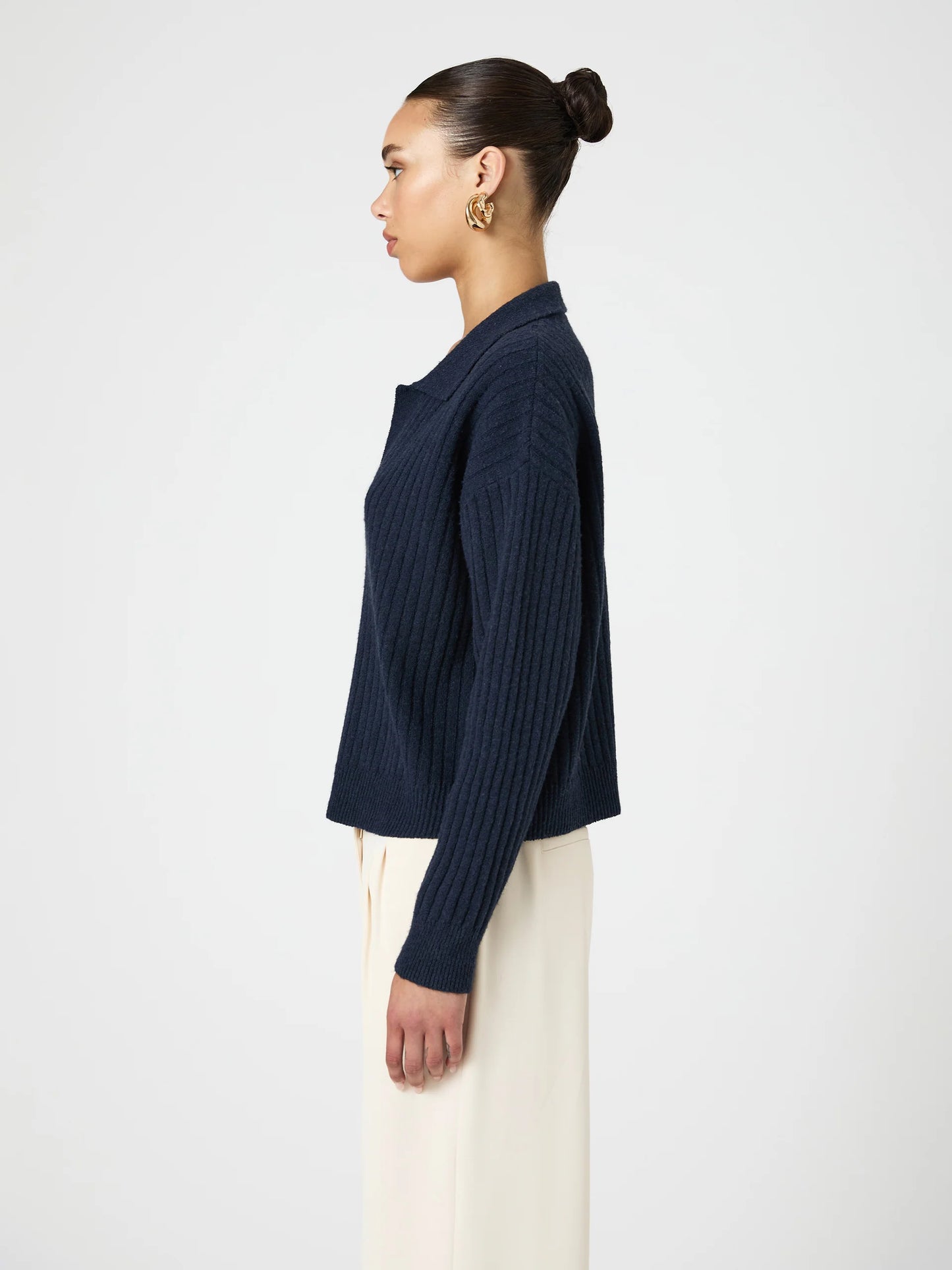 Vhari Collar Long Sleeve Sweater Marine - French Connection