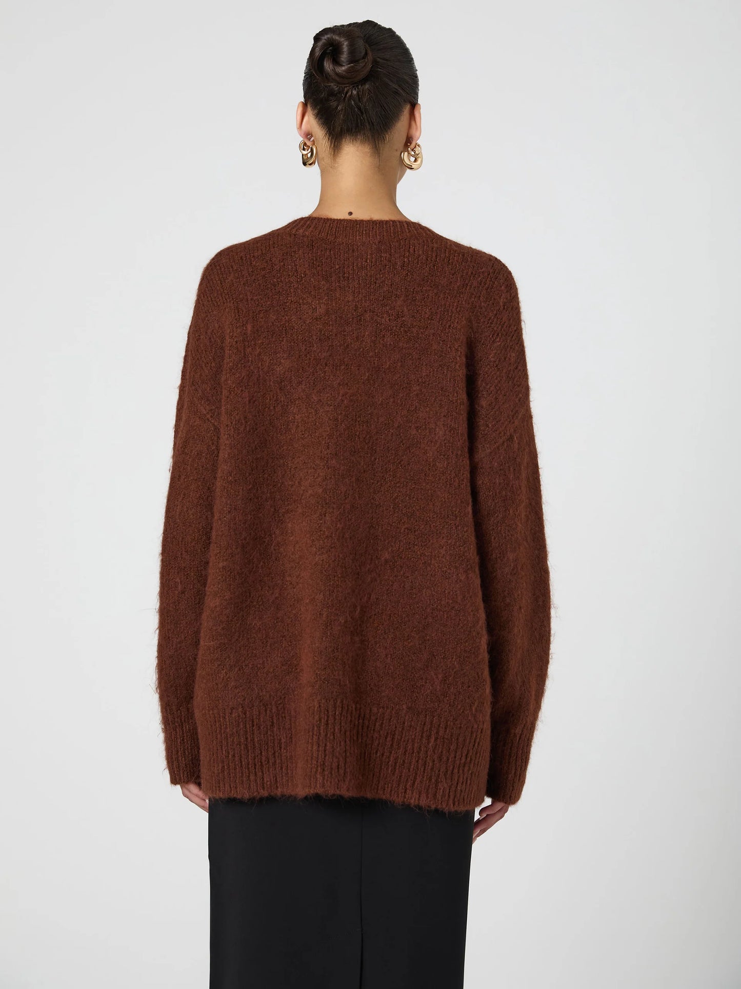 Fluffy V Neck Oversized Sweater Chocolate - French Connection