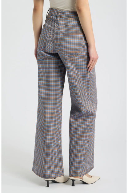 Le Slim Palazzo Chestnut Houndstooth - Frame
