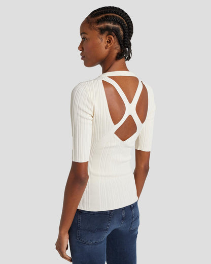 Open Back Knit Top Cream - 7 For All Mankind