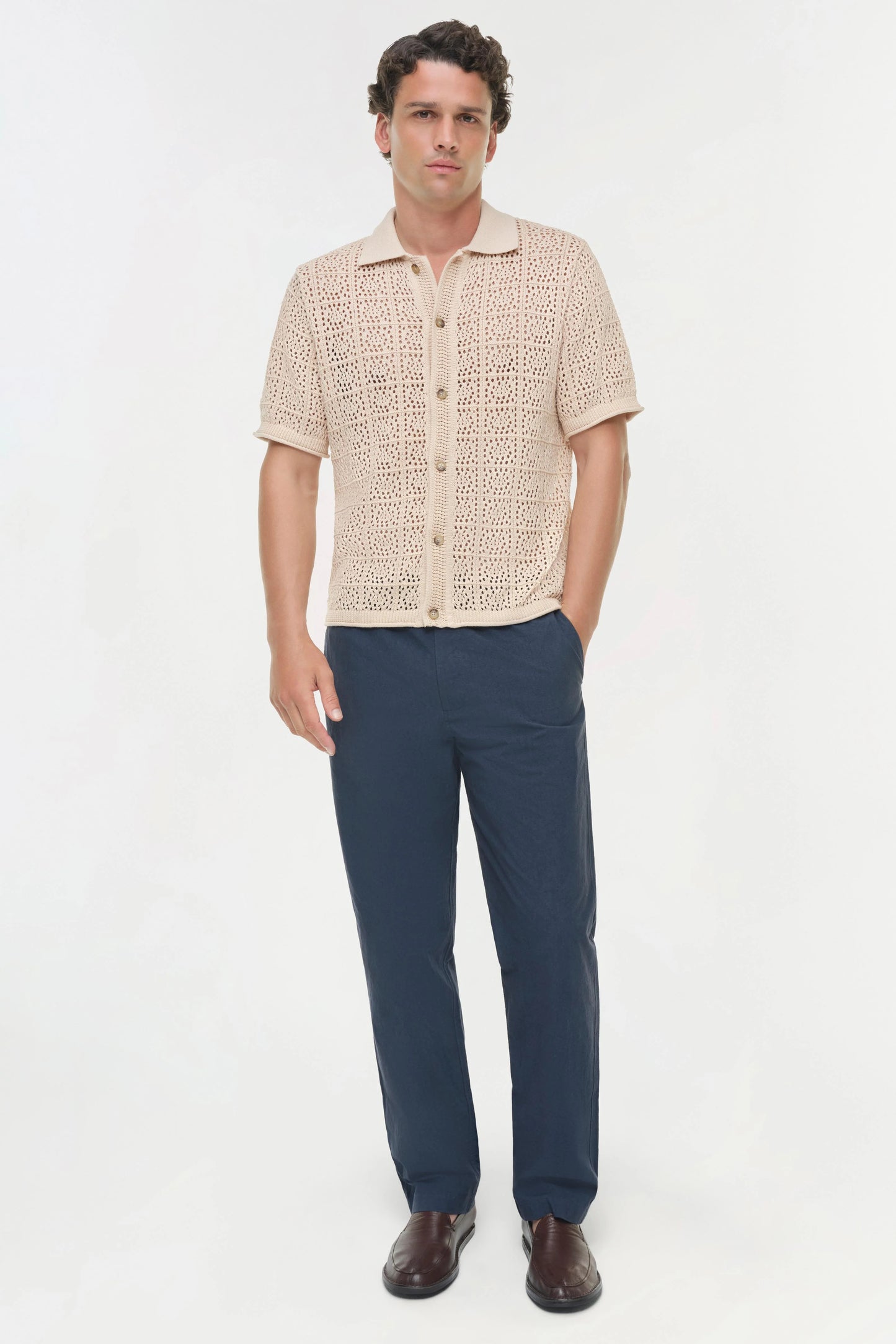 Billy Open Knit Shirt Beige - Simkhai