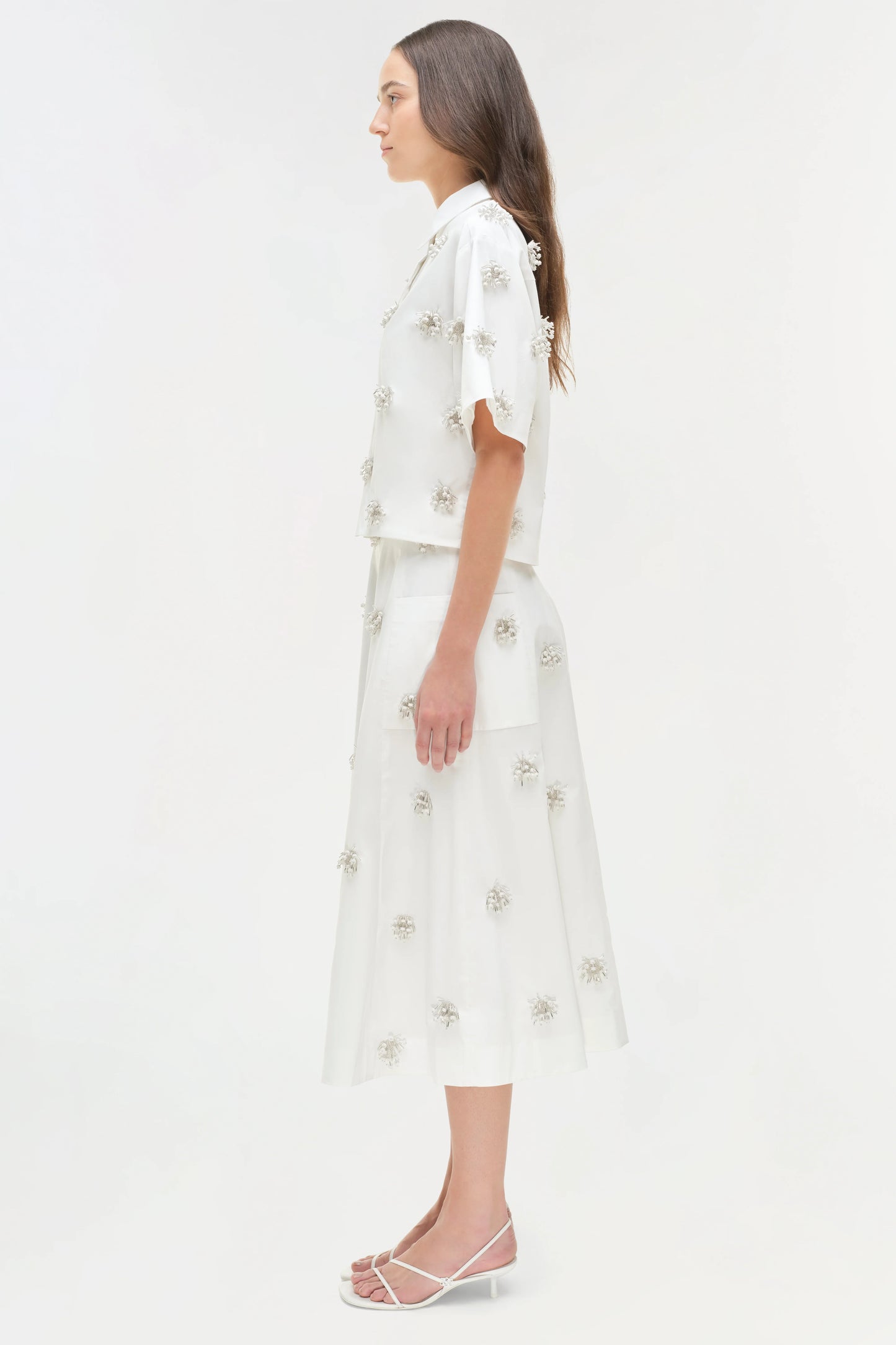 Cosmo Embellished Camp Shirt White - Simkhai