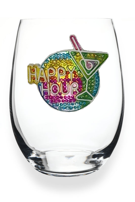 Happy Hour Jeweled Stemless Wine Glass - The Queens Jewels