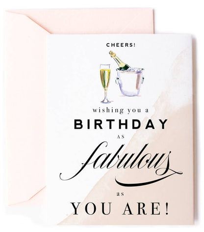 Cheers! Fabulous Champagne Birthday Greeting Card - Kitty Meow Boutique