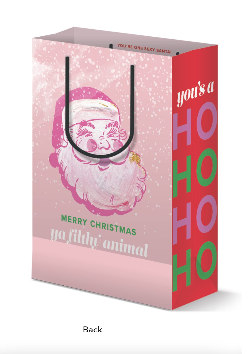 Funny Cute Santa Pink Christmas Holiday Gift Bag Stocking - Kitty Meow Boutique