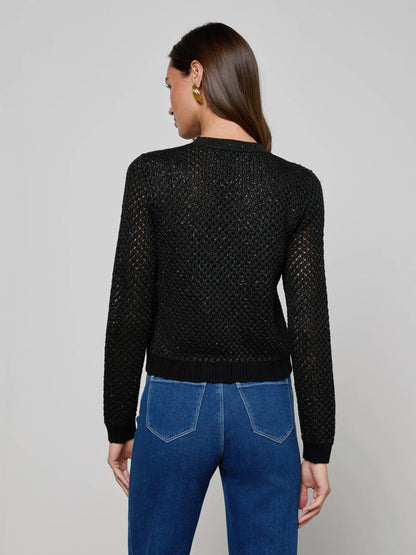 Blanca Sequin Cardigan Black Gunmetal/Gold - L'AGENCE