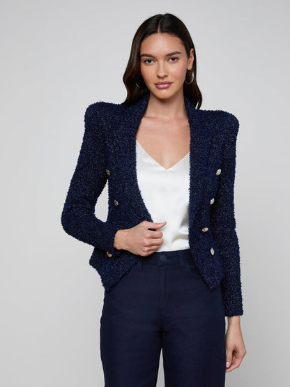 Bethany Knit Blazer Midnight/Nickel - L'AGENCE