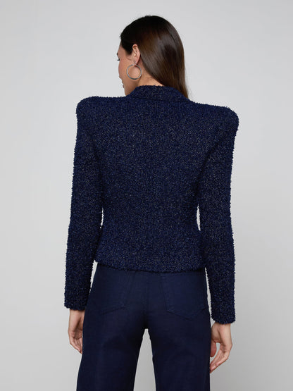 Bethany Knit Blazer Midnight/Nickel - L'AGENCE