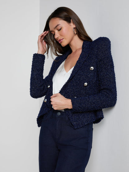 Bethany Knit Blazer Midnight/Nickel - L'AGENCE