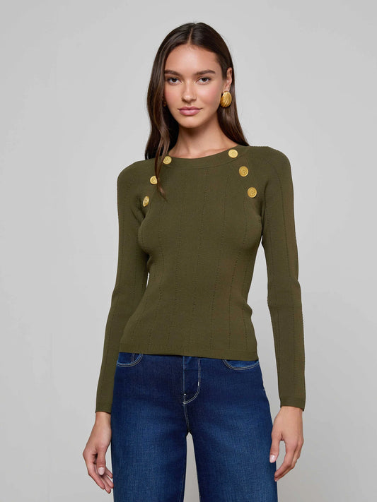 Gretchen Pullover Deep Olive/Gold - L'AGENCE