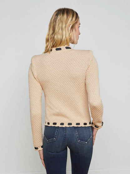 Astor Cardigan Biscuit/Black - L'AGENCE