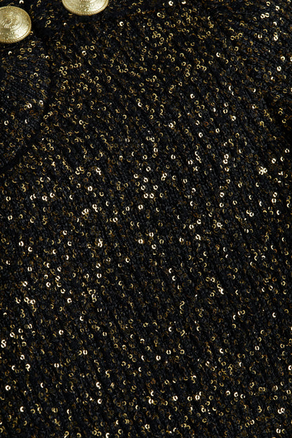 Cherry Sequin Mini Dress Black/Gold Sequin - L'AGENCE