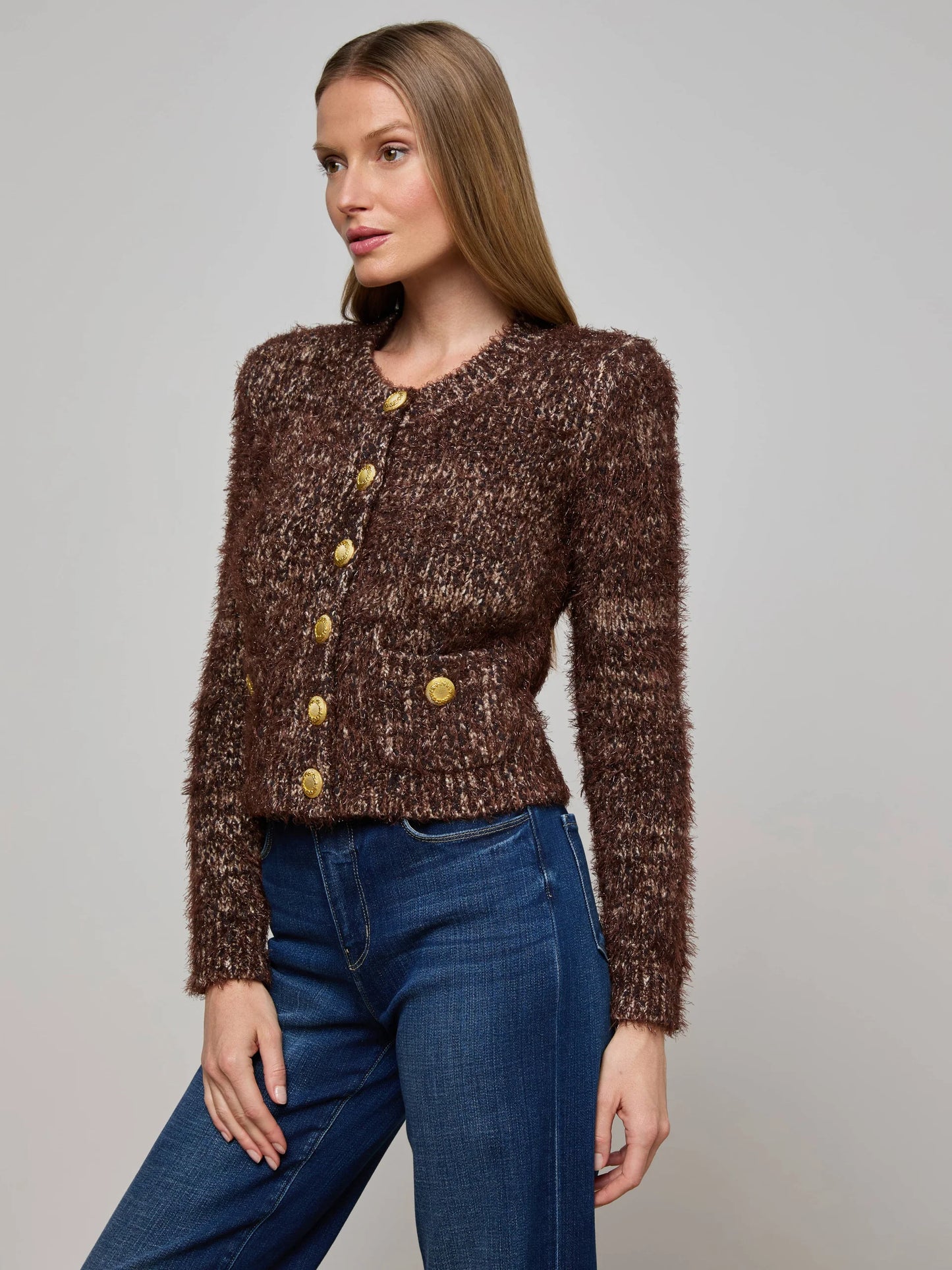 Una Knit Cardigan Chocolate Multi - L'AGENCE